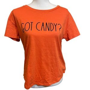 NWT. Rae Dunn Orange Got Candy Halloween T-Shirt.  Size M.